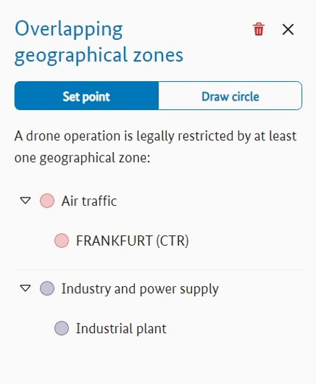 Menu: Overlapping geographical zones. Result view.